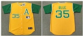 Athletics 35 Vida Blue Yellow 1969's Throwback Cool Base Jersey,baseball caps,new era cap wholesale,wholesale hats